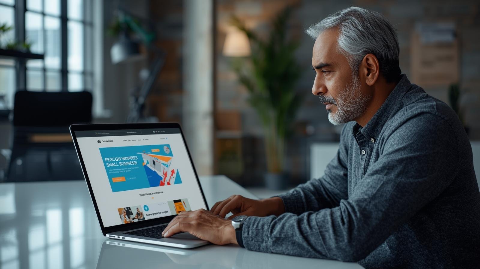 Professional website design for small business owners in the United States, showing modern WordPress layout on a laptop