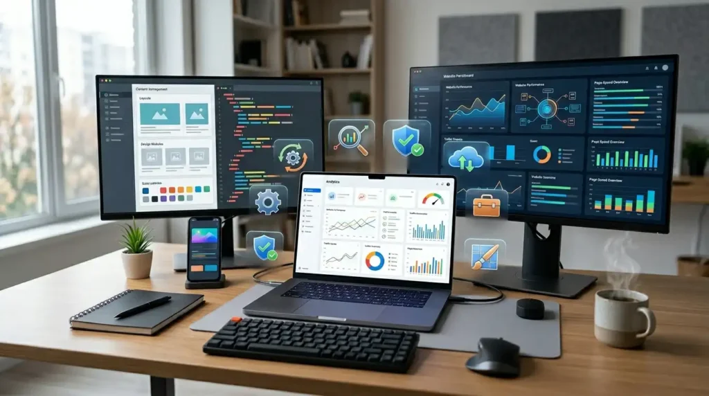 developer workspace showing website maintenance
