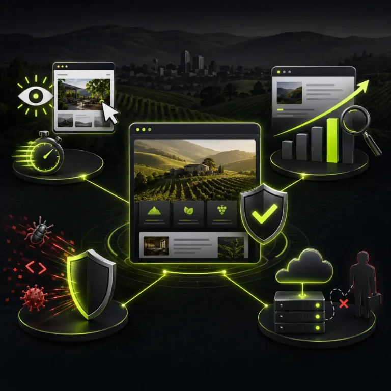 Website maintenance dashboard with security and performance monitoring