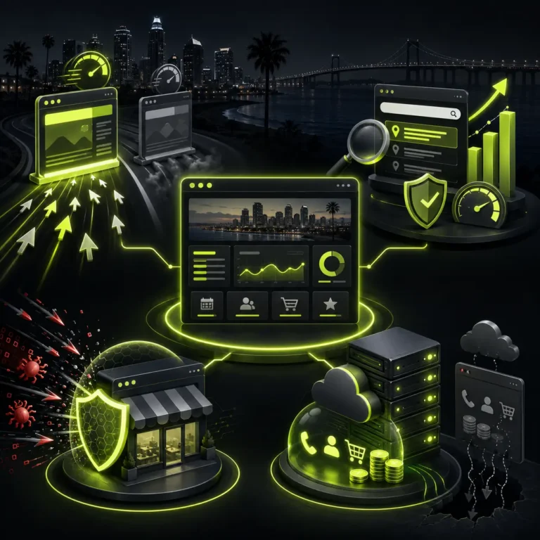 A central website dashboard displaying analytics and performance metrics.