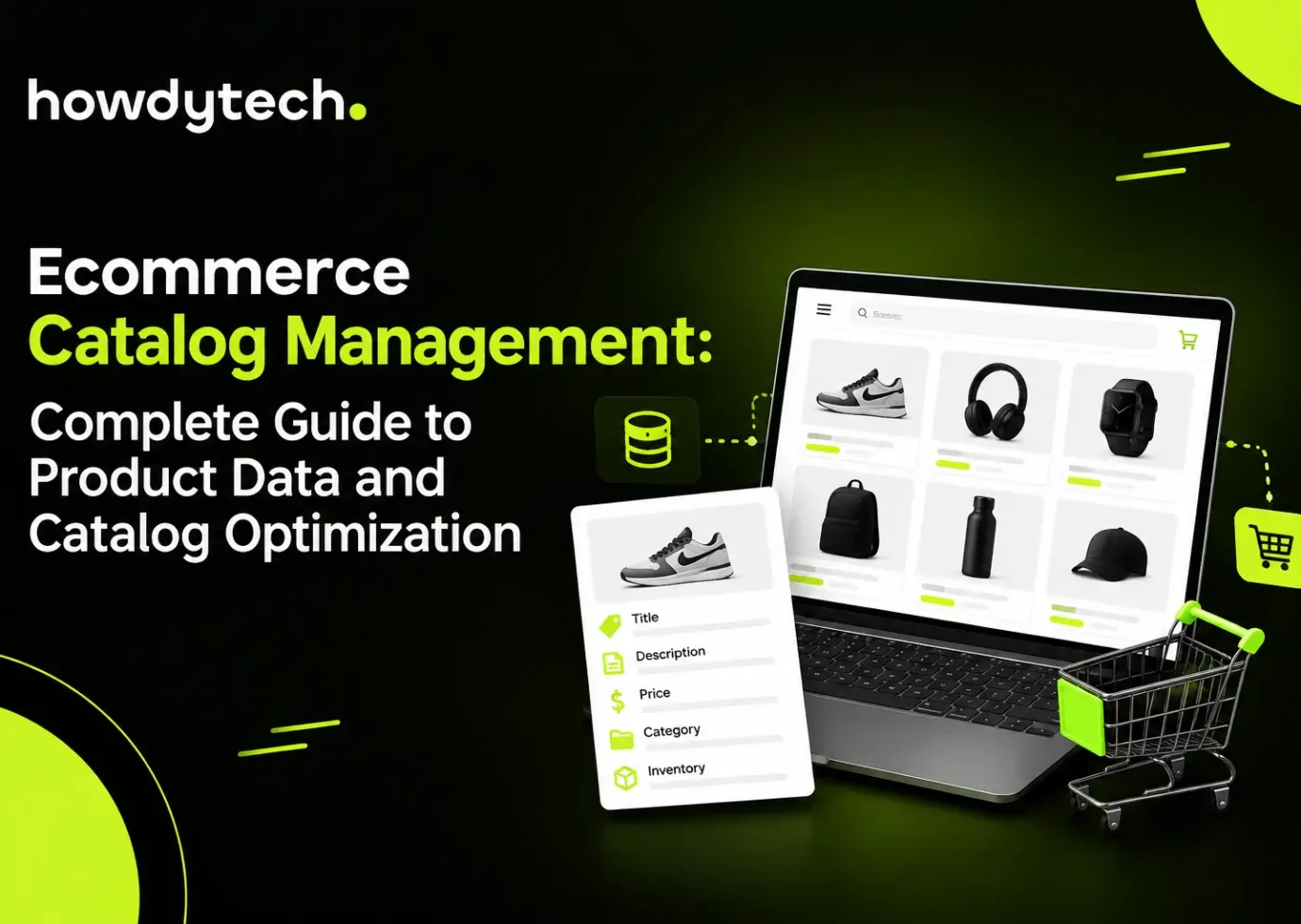 Ecommerce catalog management with product data and shopping cart