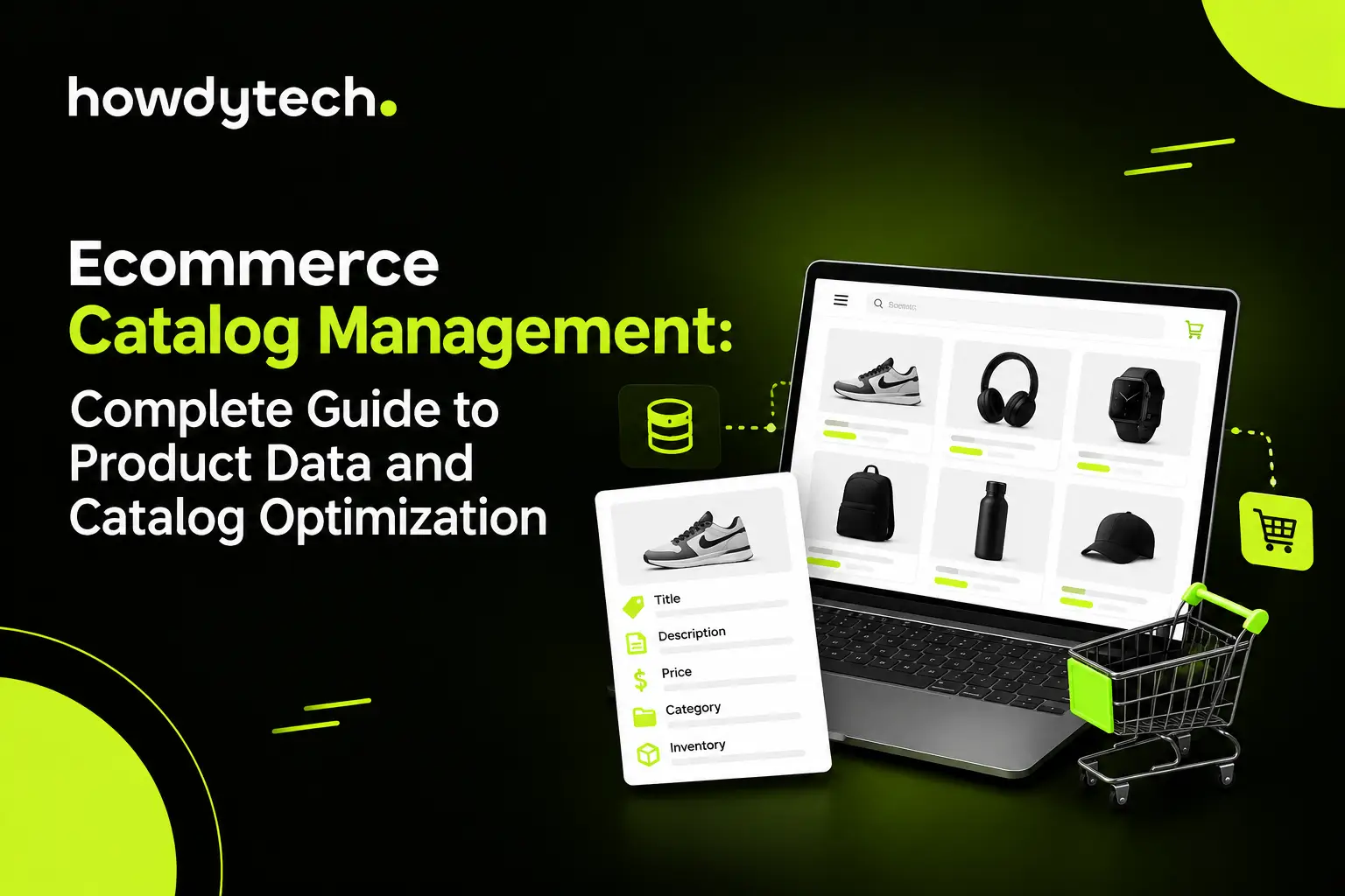 Ecommerce catalog management with product data and shopping cart