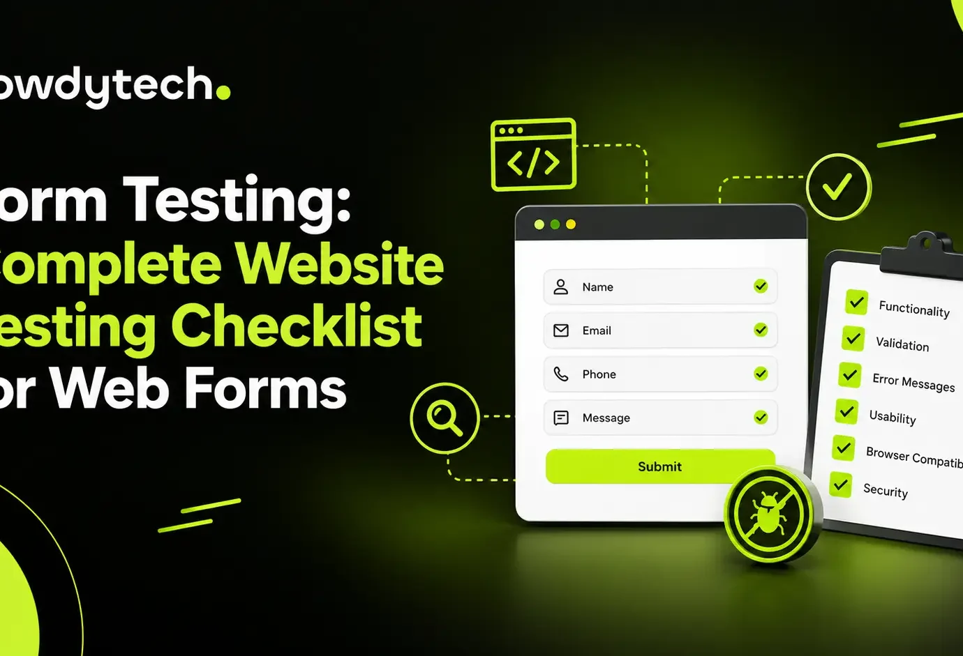 Website form testing checklist with validation and security checks
