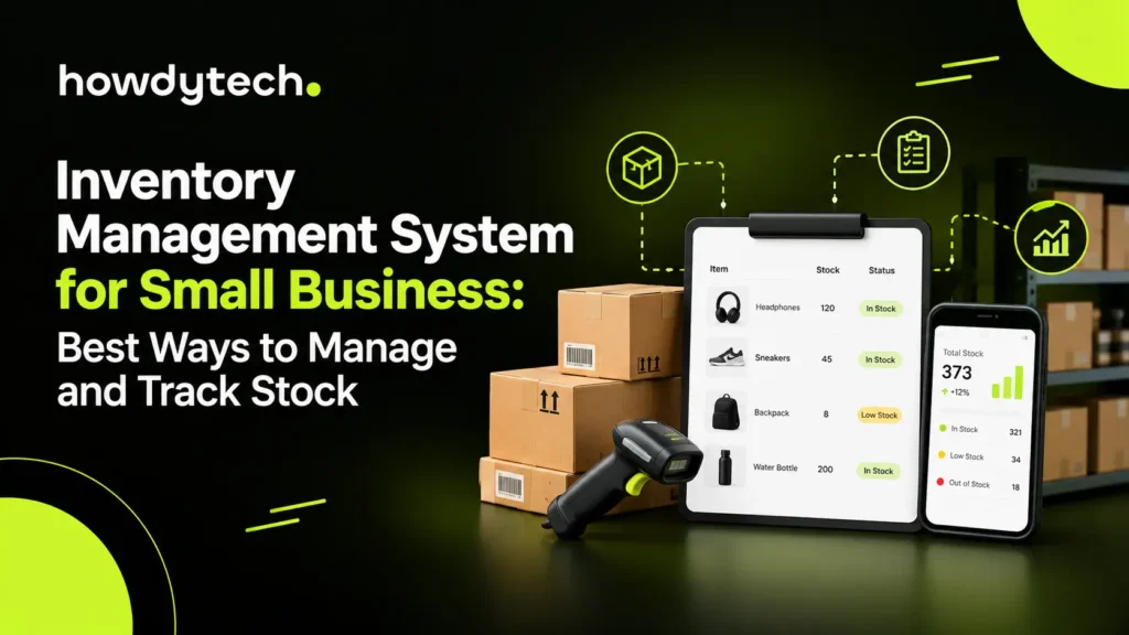 Inventory system tracking stock levels for a small business