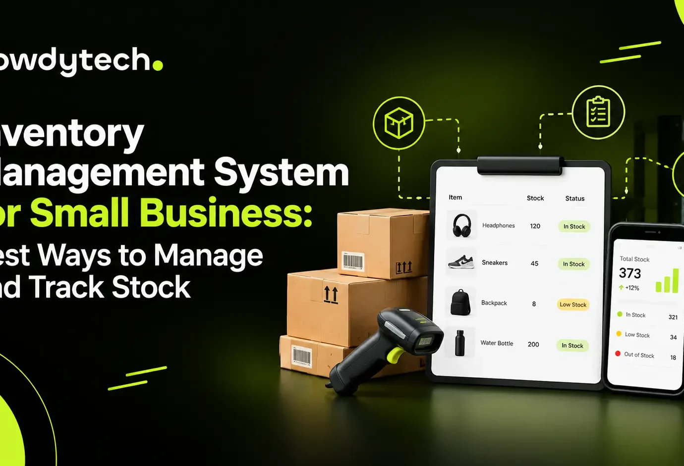 Inventory system tracking stock levels for a small business