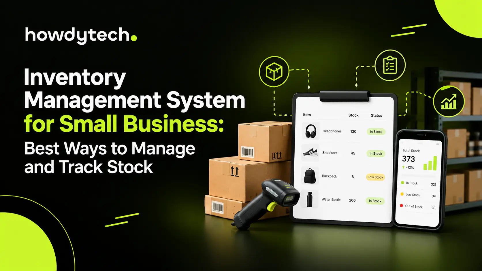 Inventory system tracking stock levels for a small business