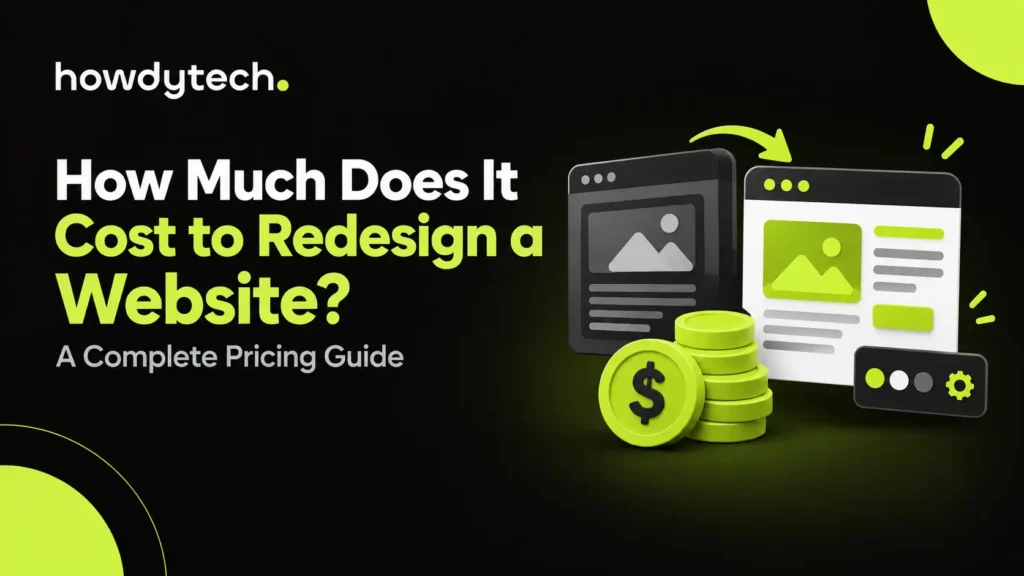 Website redesign pricing guide with cost comparison visuals