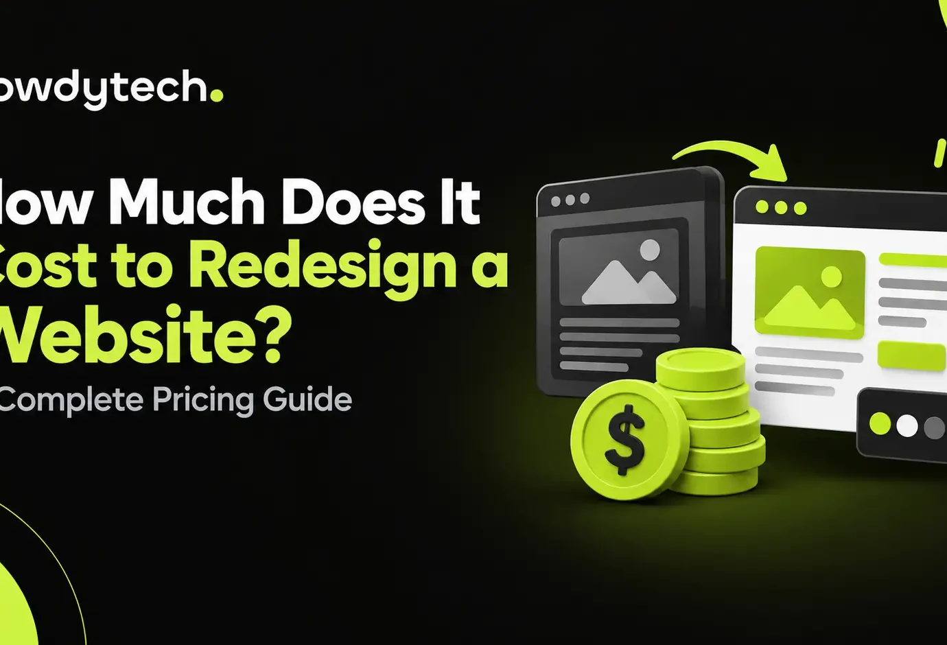 Website redesign pricing guide with cost comparison visuals