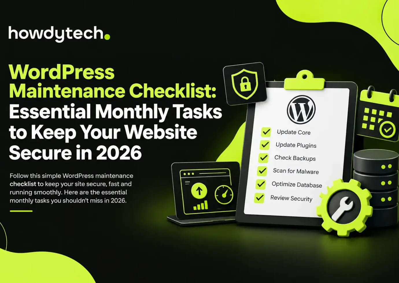 WordPress maintenance checklist for website security 2026