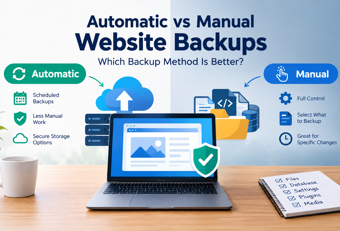 Automatic vs manual website backups comparison
