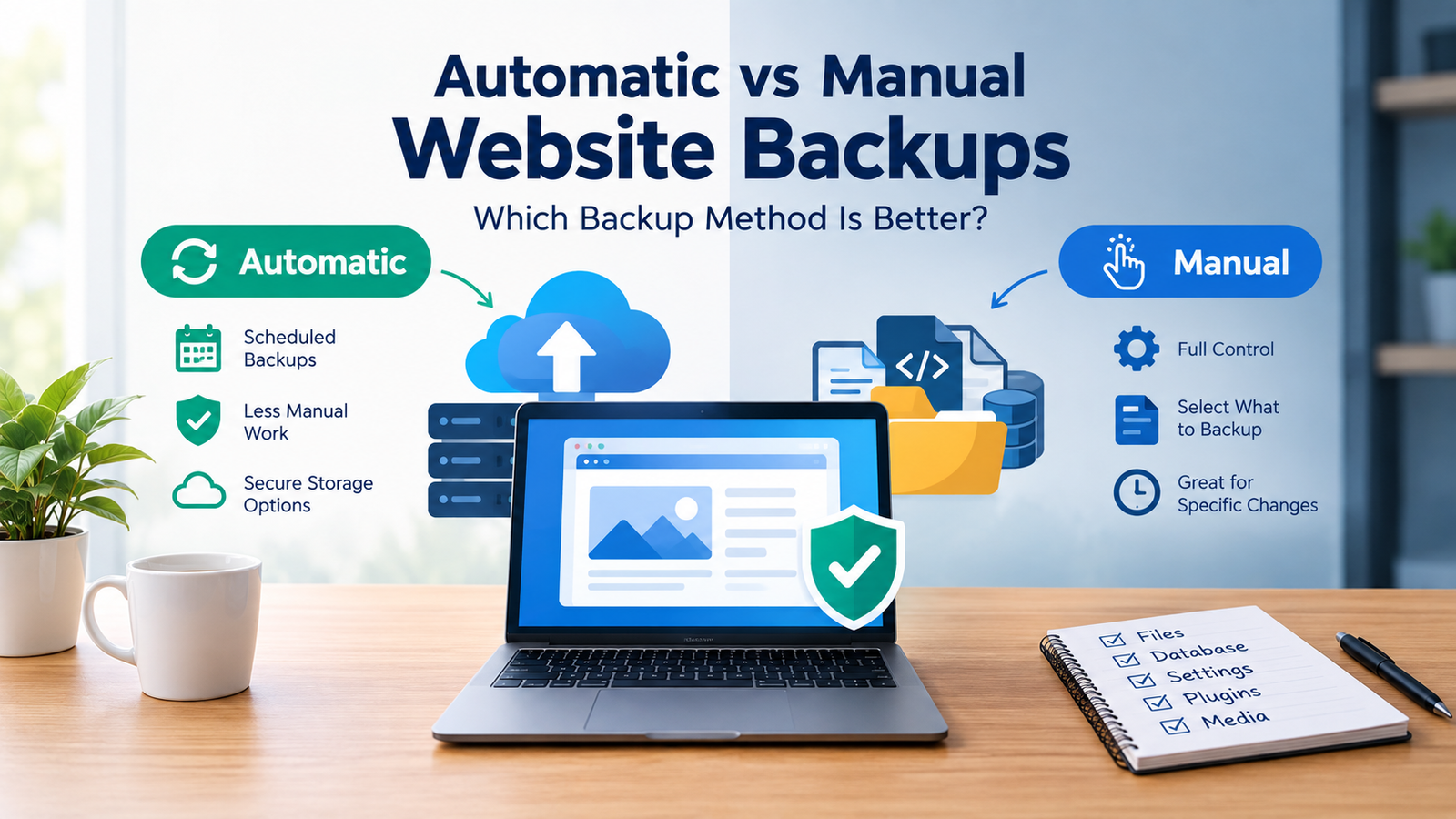Automatic vs manual website backups comparison